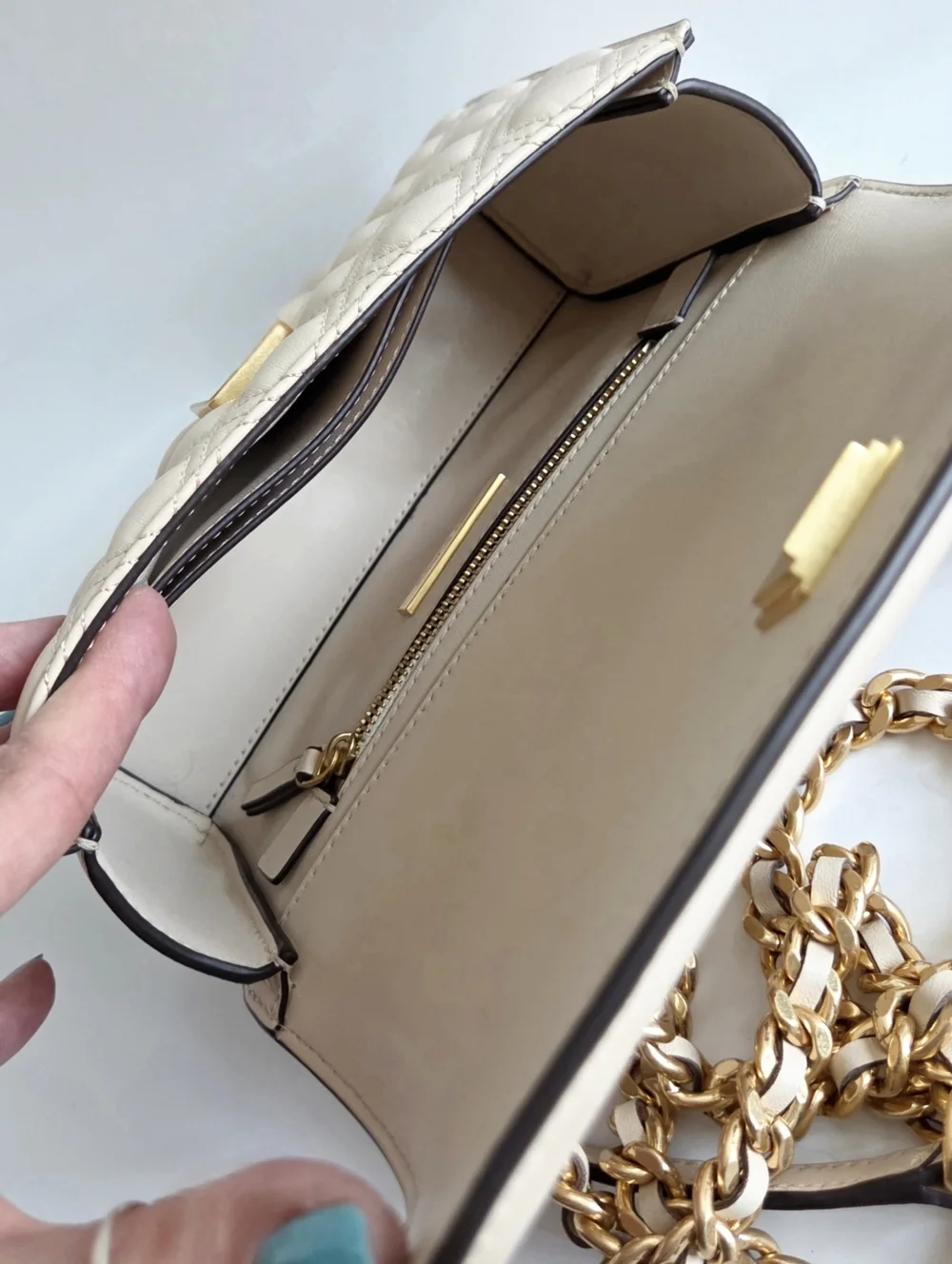 Tory Burch Fleming Convertible Shoulder Bag, Cream & Gold